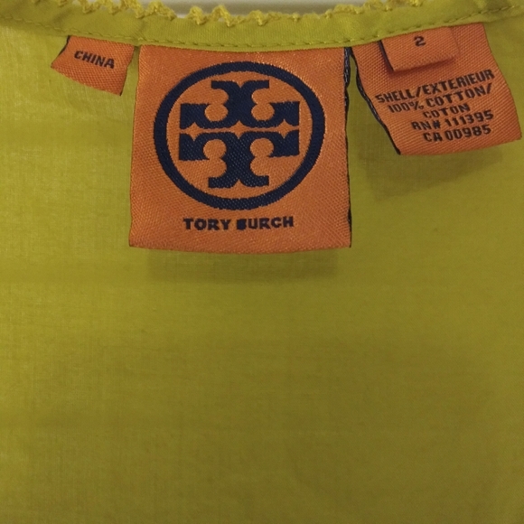 Tory Burch Sleeveless Avocado Button Up Ruffle Top - Picture 4 of 7